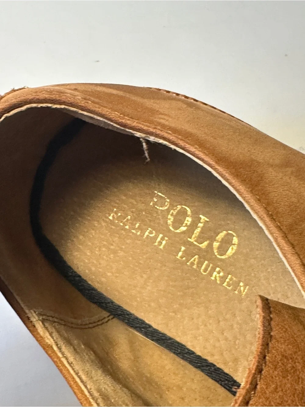 Polo Ralph Lauren Torrington Nubuck Derby Oxfords Taupe Brown Leather Shoes 9.5D